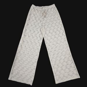 Label of Love White Lace Floral Wide Leg Pants TL25066 Size L NEW